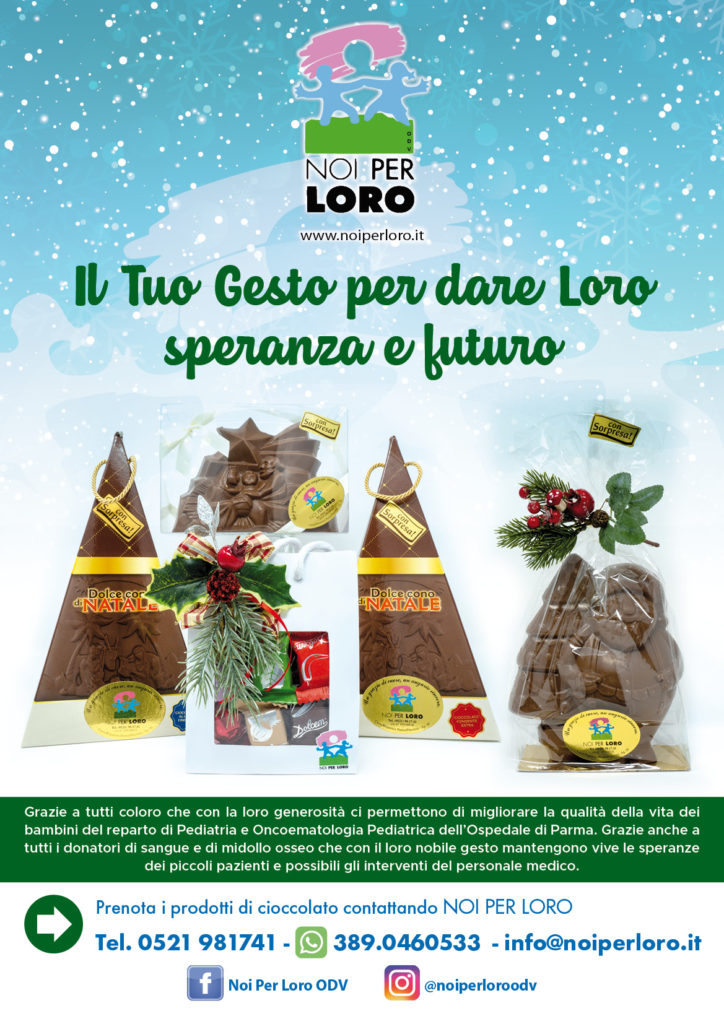 Locandina campagna raccolta fondi solidale Natale di Noi per Loro odv Parma