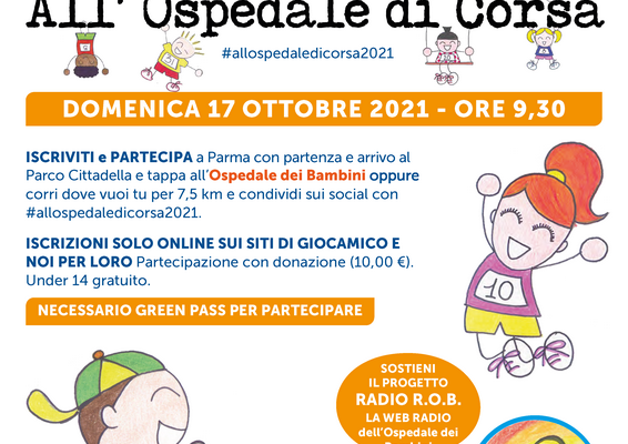 Locandina All'Ospedale di Corsa 2021 - Parma 17 ottobre 2021