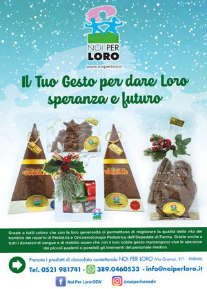 Locandina campagna raccolta fondi solidale Natale 2022 di Noi per Loro odv Parma