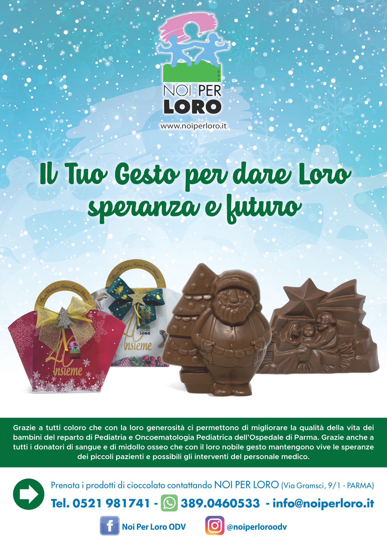 Locandina campagna solidale Natale 2024 Noi per Loro odv Parma